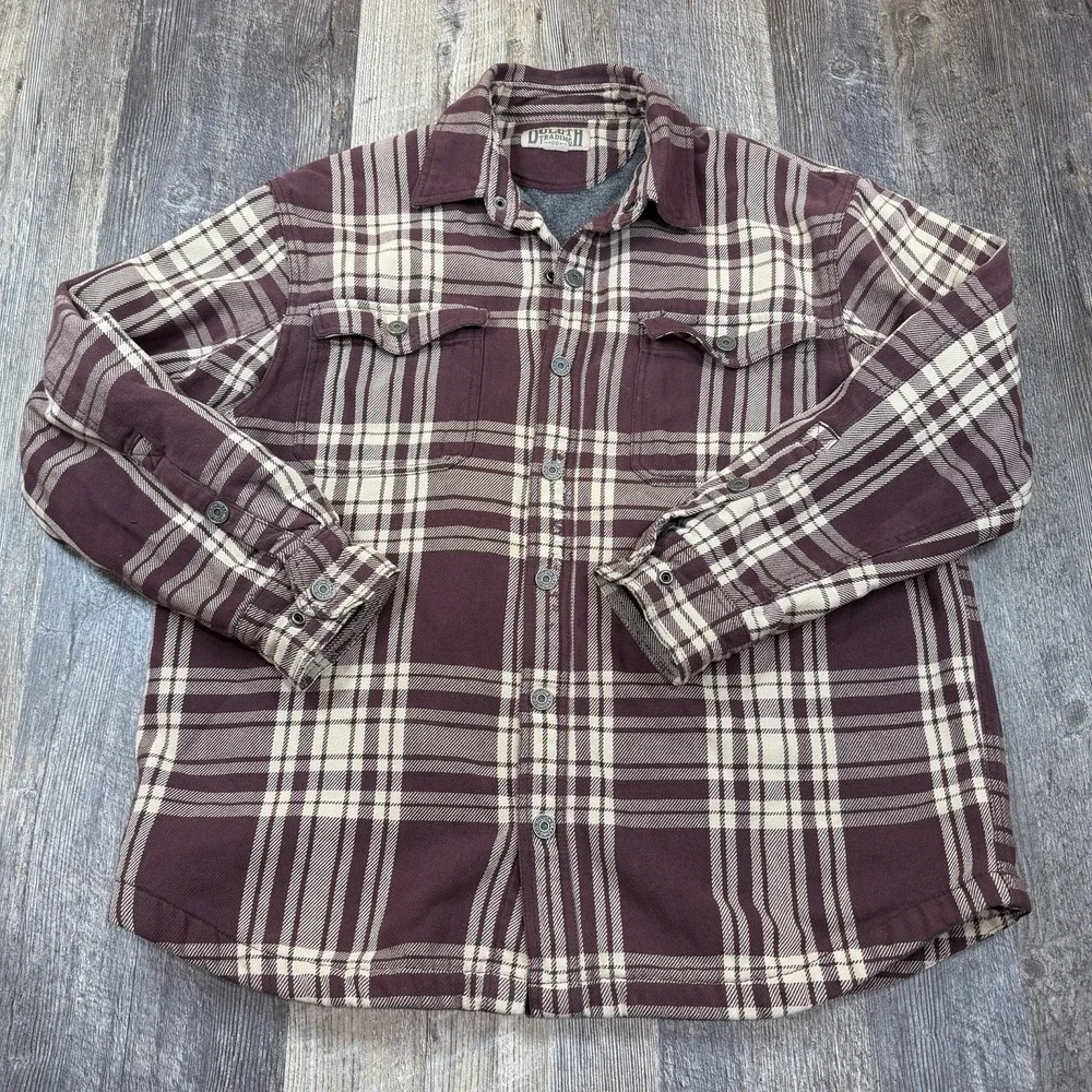 Duluth Trading Co Relaxed Fit Fleece‎ Lined Plaid Shirt Jacket Men's Large